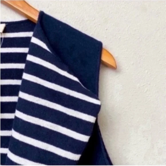 Anthro Pop Print Longline Vest Navy White Stripe